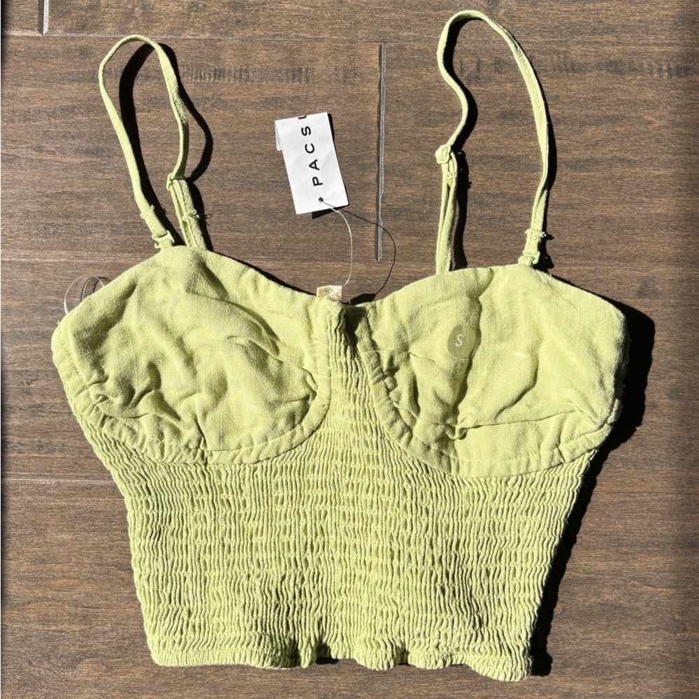La Hearts Lime Green Smocked Top